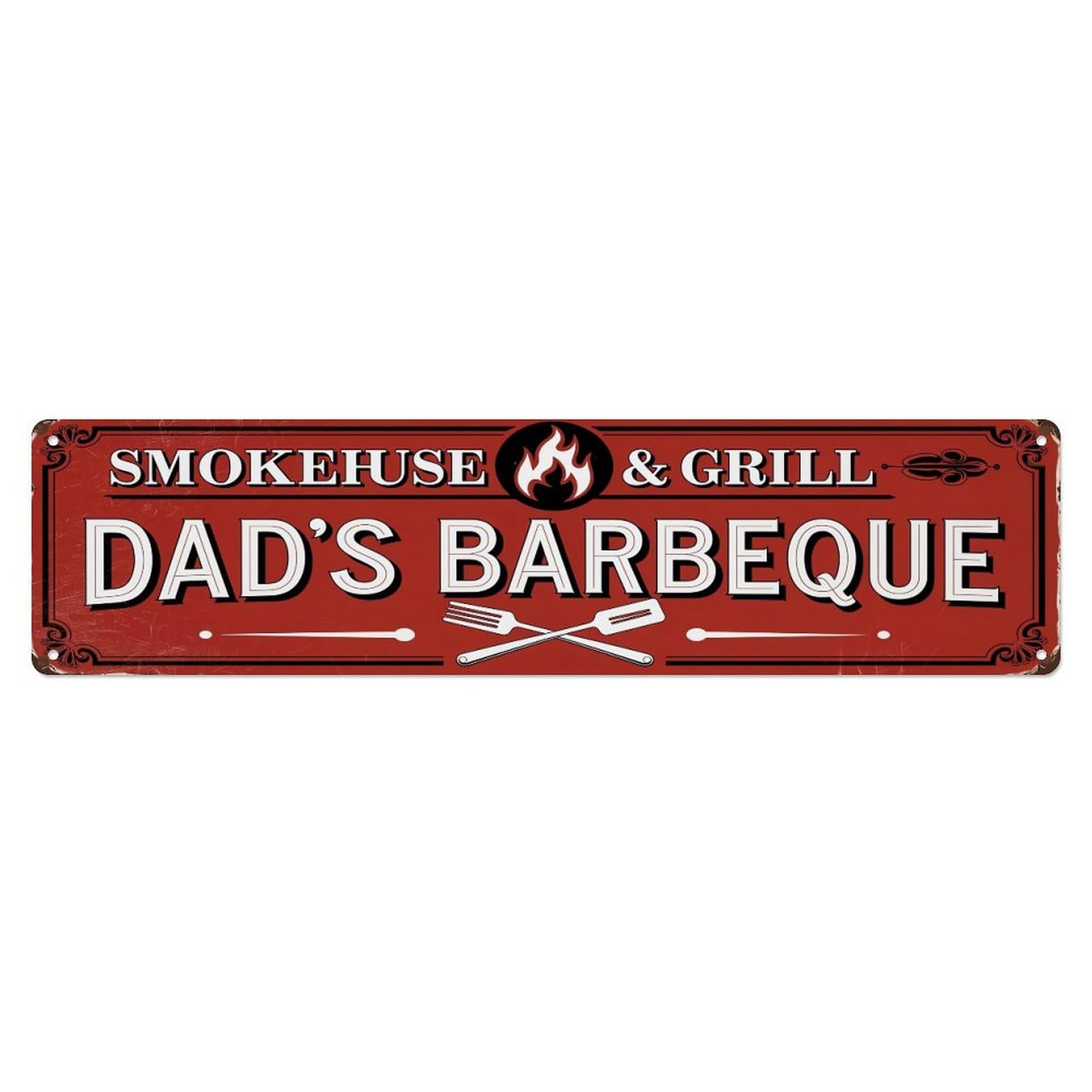 Dads Barbeque Smokehouse And Grill Sign Metal Tin Sign Plaque