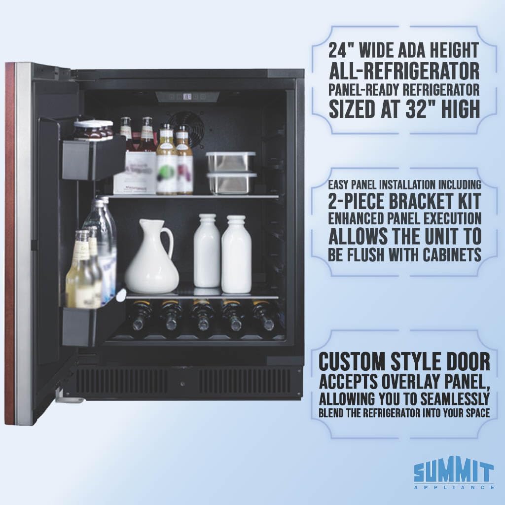 Summit 24" Refrigerator, 4.4 cu.ft., ADA Compliant, Built-in All Refrigerator, Panel Ready* AL54IFLHD (Panel Not Included) (Left Handed Door Swing)