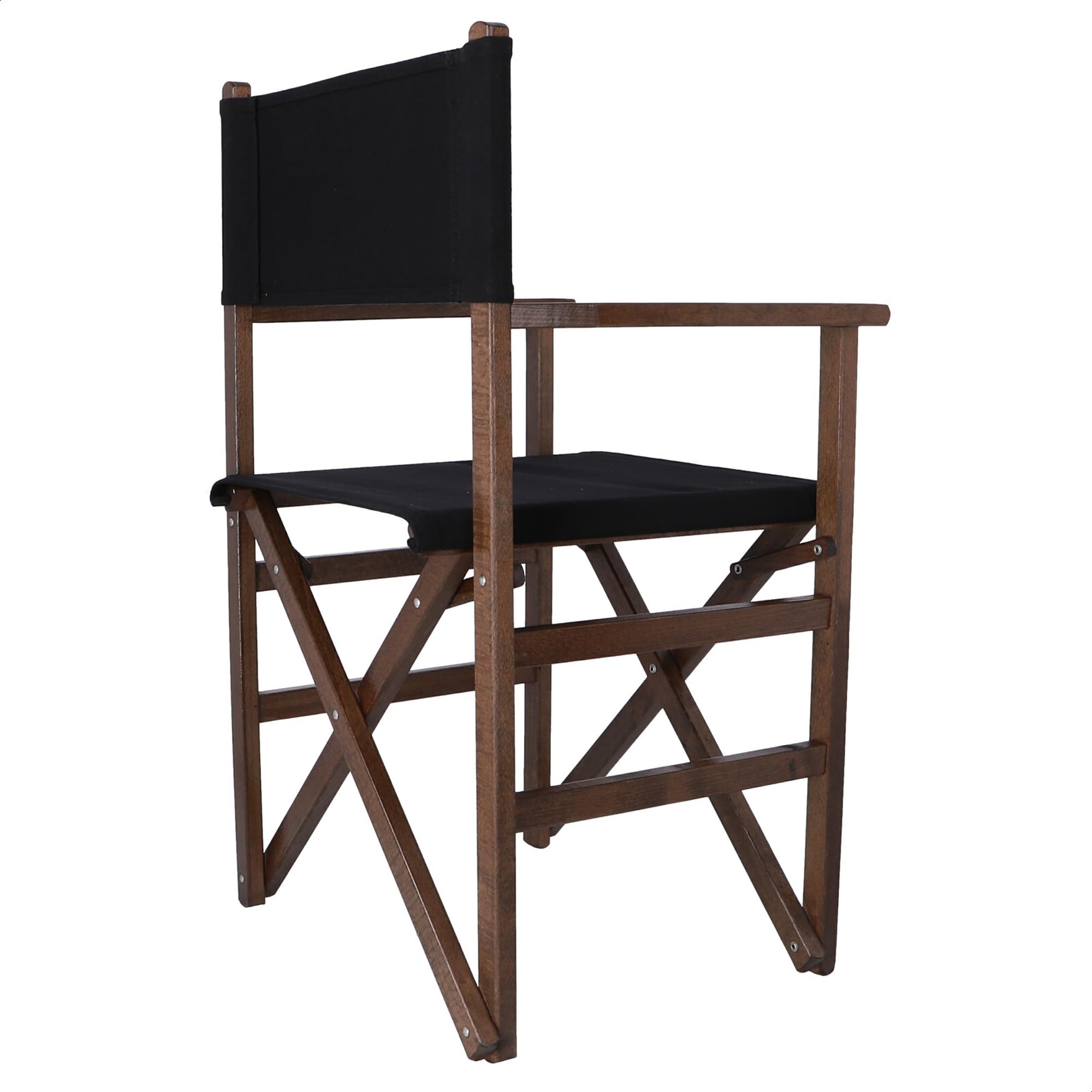 Silla de Director de Madera Nogal con Lona de Color Negra