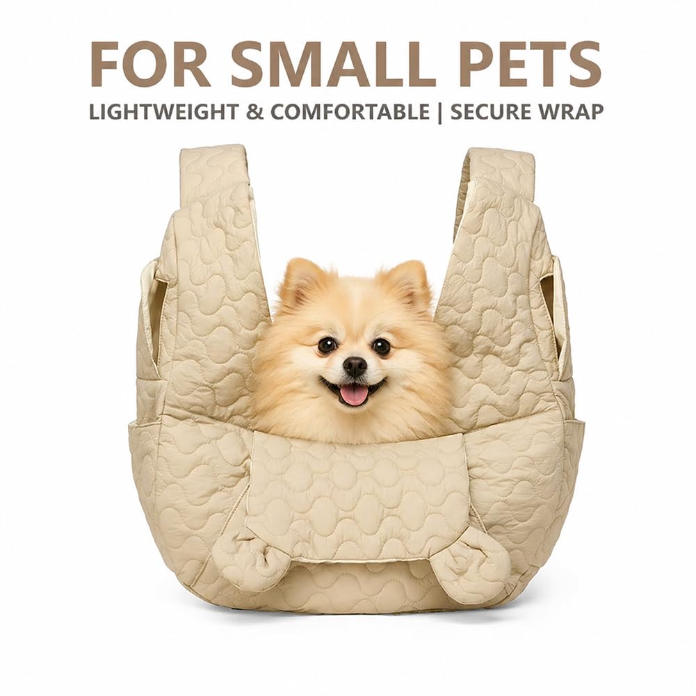 Bolsa para perros de hasta 10 kg, bolsa manos libres para perros pequeños con correa ajustable, mochila delantera para perros, para caminar, actividades al aire libre y senderismo (caqui)