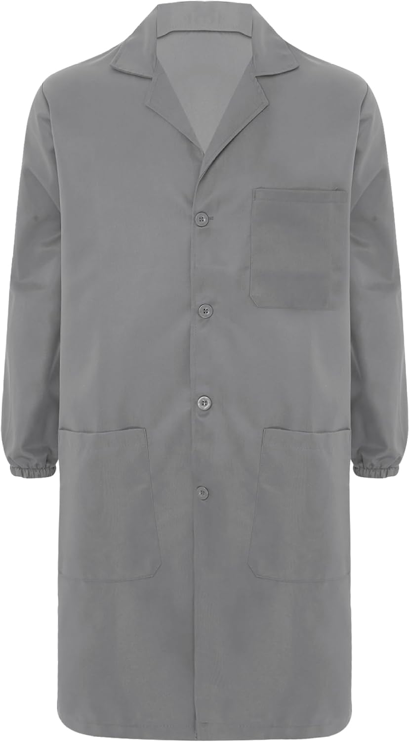 Unisex Uniform Lapel Work Coat Functional Jacket Mechanical Dustproof Pockets Jacket Lab Coat