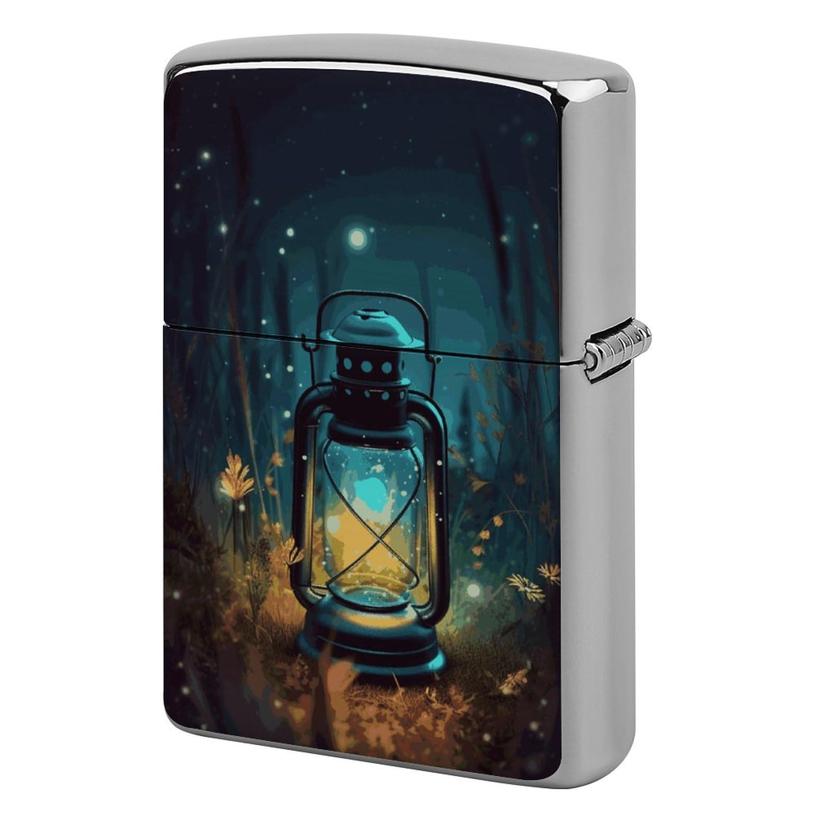 Fireflies and Lantern Lighter Case Vintage Metal Lighter Cover Reusable Lighter Protective Sleeve Unique Design Personalized Lighter Sleeve Holder Against Dust and Scratches