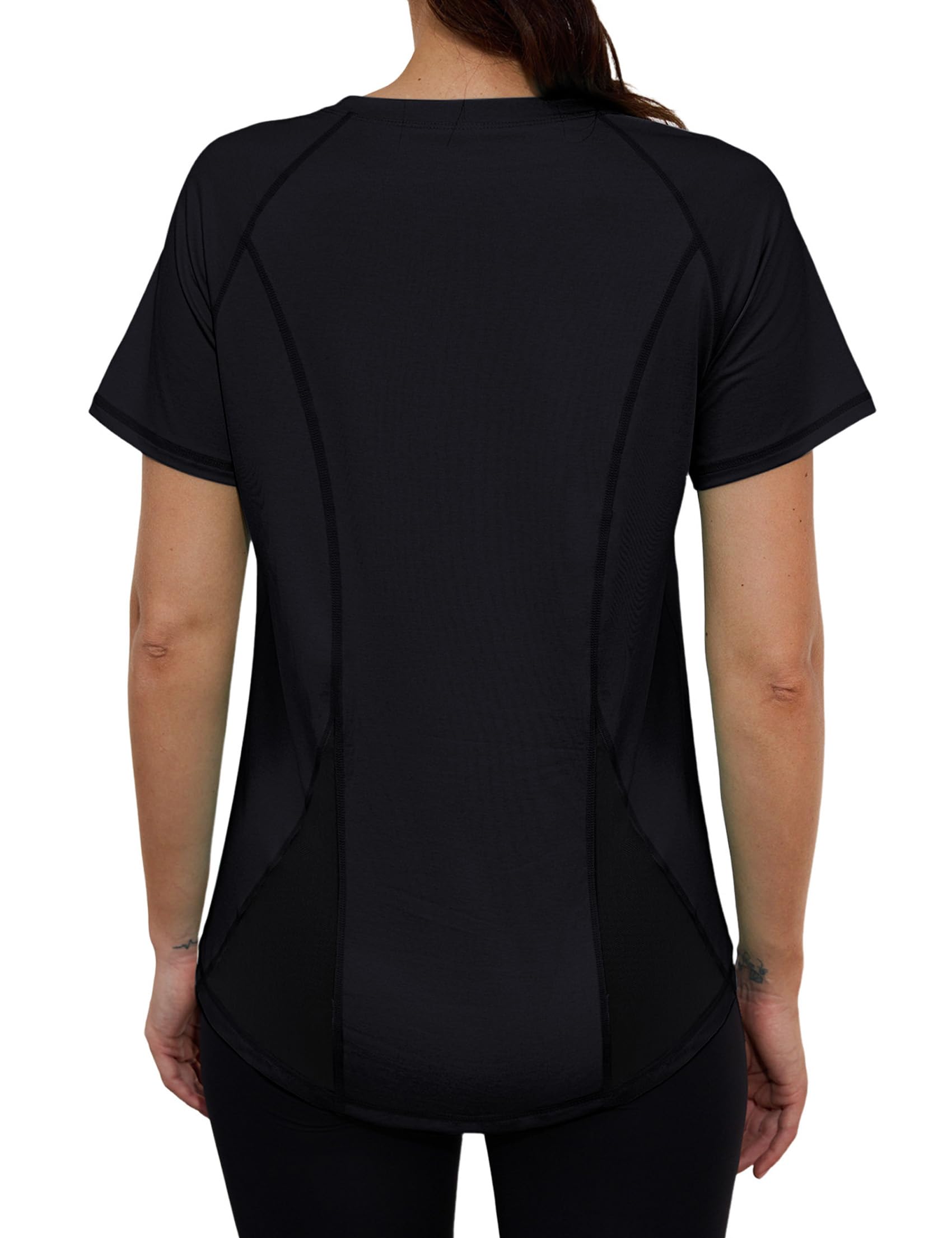 Terecey Camiseta Deportiva Mujer Manga Corta con Malla Espalda Camisetas Fitness de Secado Rápido para Entrenamiento Running y Ocio en Gimnasio Exterior y Casa