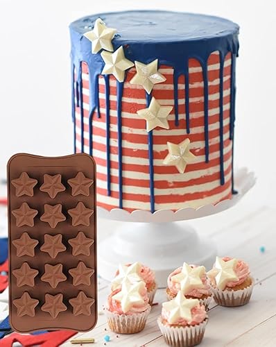 Miniatura 3 de Molde de silicona con forma de estrella, molde antiadherente para chocolate, 2 unidades, 15 cavidades para dulces, postres, gelatina, cubitos de