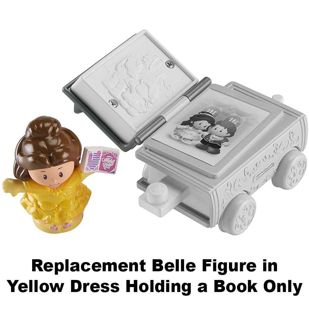 Pieza de repuesto para Fisher-Price Little People Princess Parade Belle & Chip Float - GKR21 ~ Figura de Belle de repuesto en vestido amarillo sosteniendo un libro