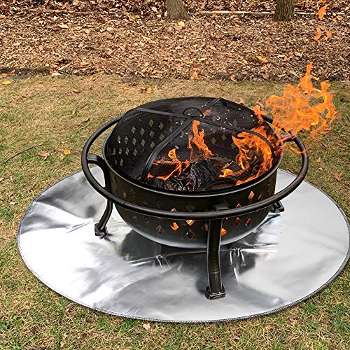 Zxmt Fireproof Mat 36 Inch, Fire Pit Mat For Deck, Heat Resistant Firepit Mat Round, Fiberglass Aluminum Foil Fire Pit Pad For Outdoor Wood Burning, Charcoal Grill, Chiminea, Patio, Grass, Lawn #TOP3