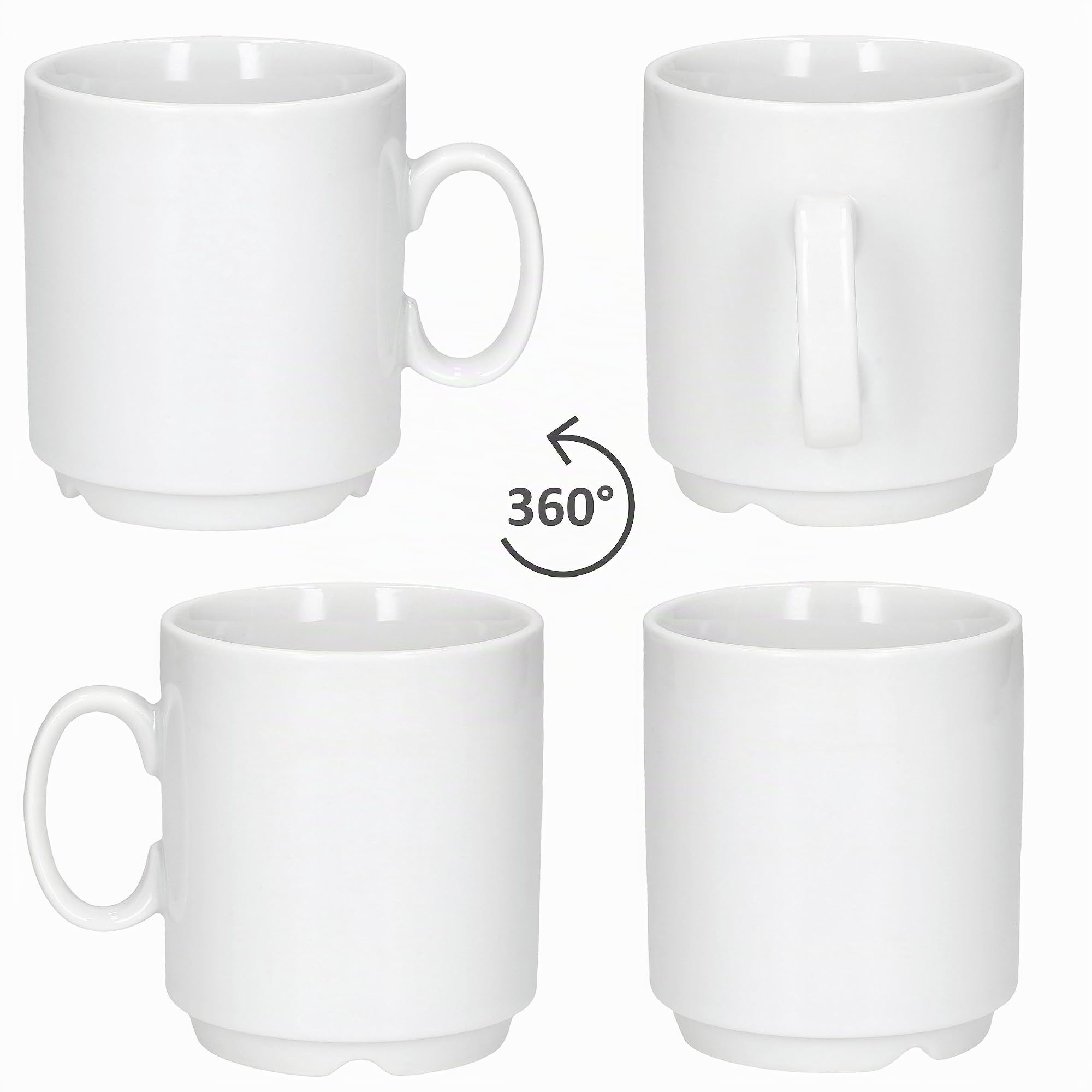MamboCat Event 48er Set Kaffeebecher I 250 ml I weiße Porzellan-Becher mit Henkel 48 Personen I stapelbare Tassen für Heißgetränke wie Tee, Kakao, Latte Macchiato & Co I schickes Kaffee-Geschirr