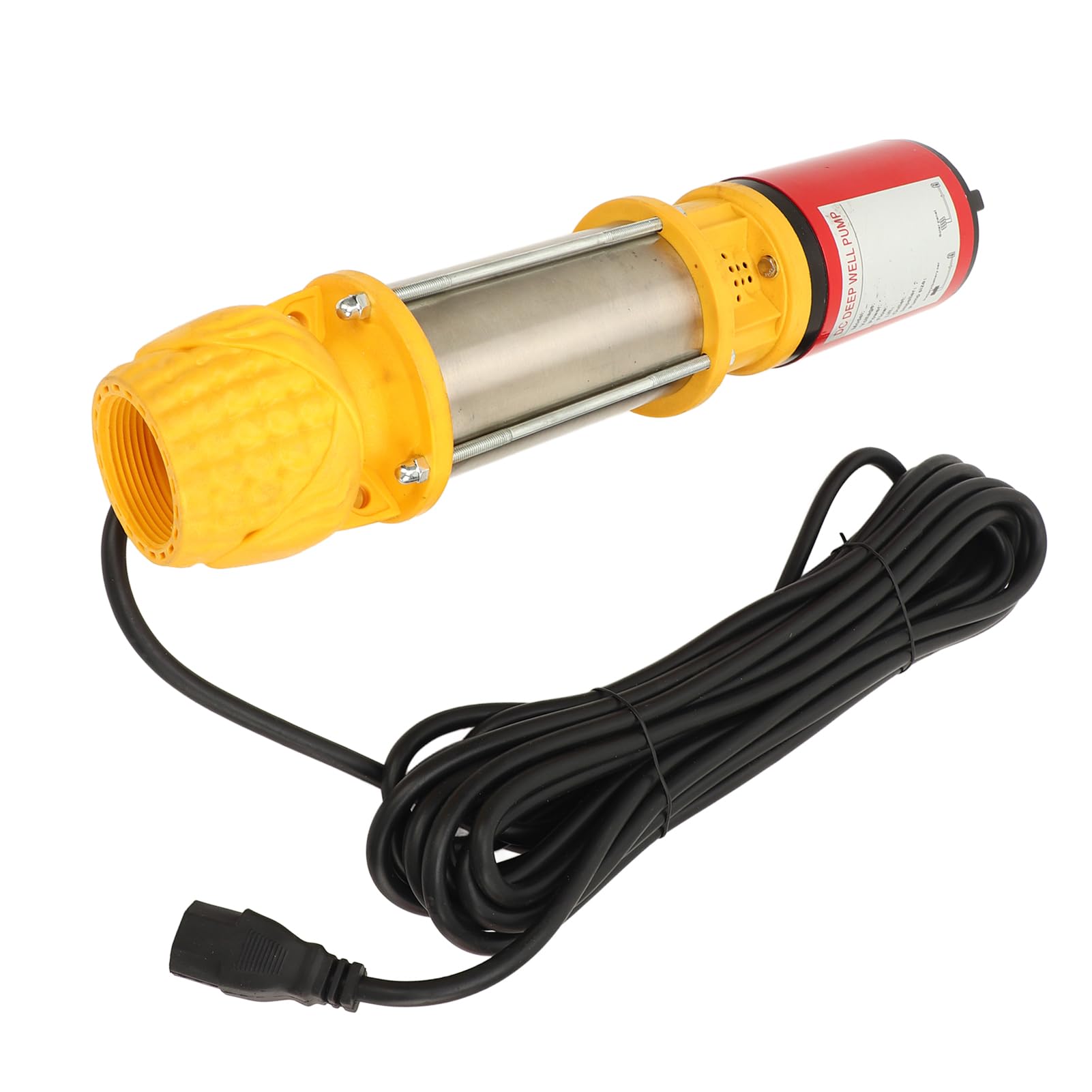 Bomba de pozo profundo de CC de 400 W, 18 m de elevación, 6 m³/h, sumergible y solar, con junta de salida de 1 pulg., 1,5 pulg. y 2 pulg., CC 48 V
