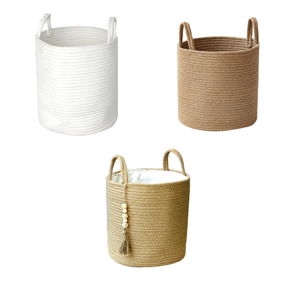 MRKU Cesta de Almacenamiento para Cocina, Tejida con Cuerda de algodón y Tela para Ropa Sucia.