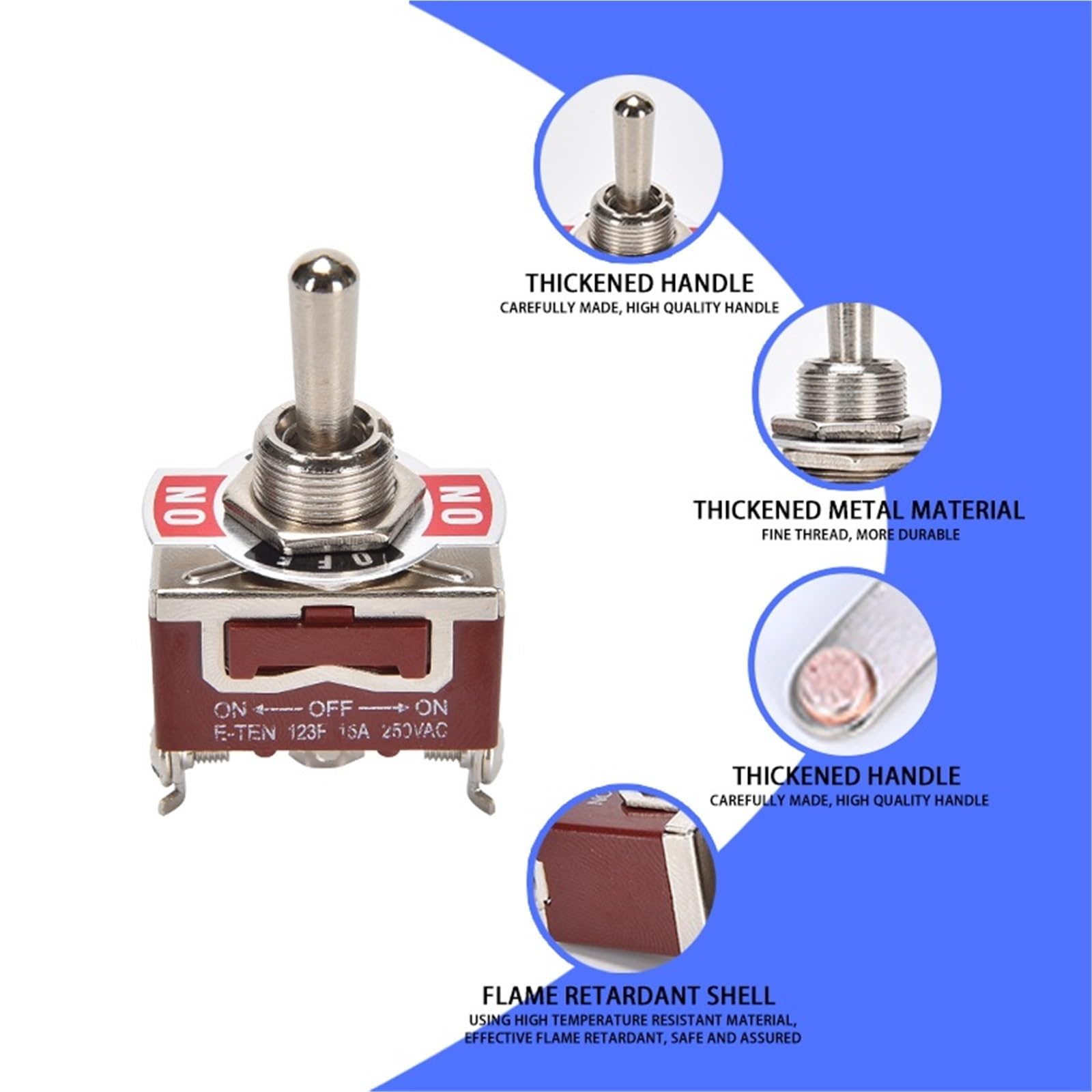 Interruttore a levetta momentaneo da 15 A, 12 V CC/250, a 3 vie (ON)-Off-(ON) con cappuccio di protezione impermeabile for auto, barca Auto Barca Camper