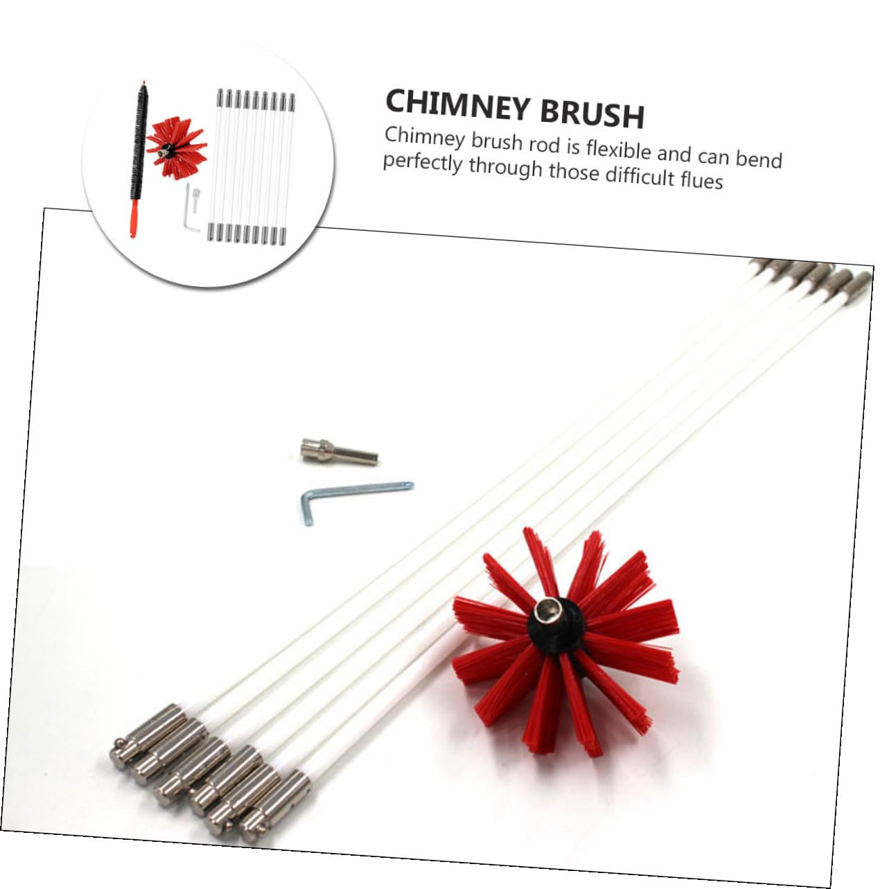 Kit Spazzola per Canna Fumaria Flessibile Aste con Testa Nylon Resistente Alte Temperature Adatto per Pulizie Fessure Strette e Tubi Utilizzabile con Trapano Elettrico per Canale