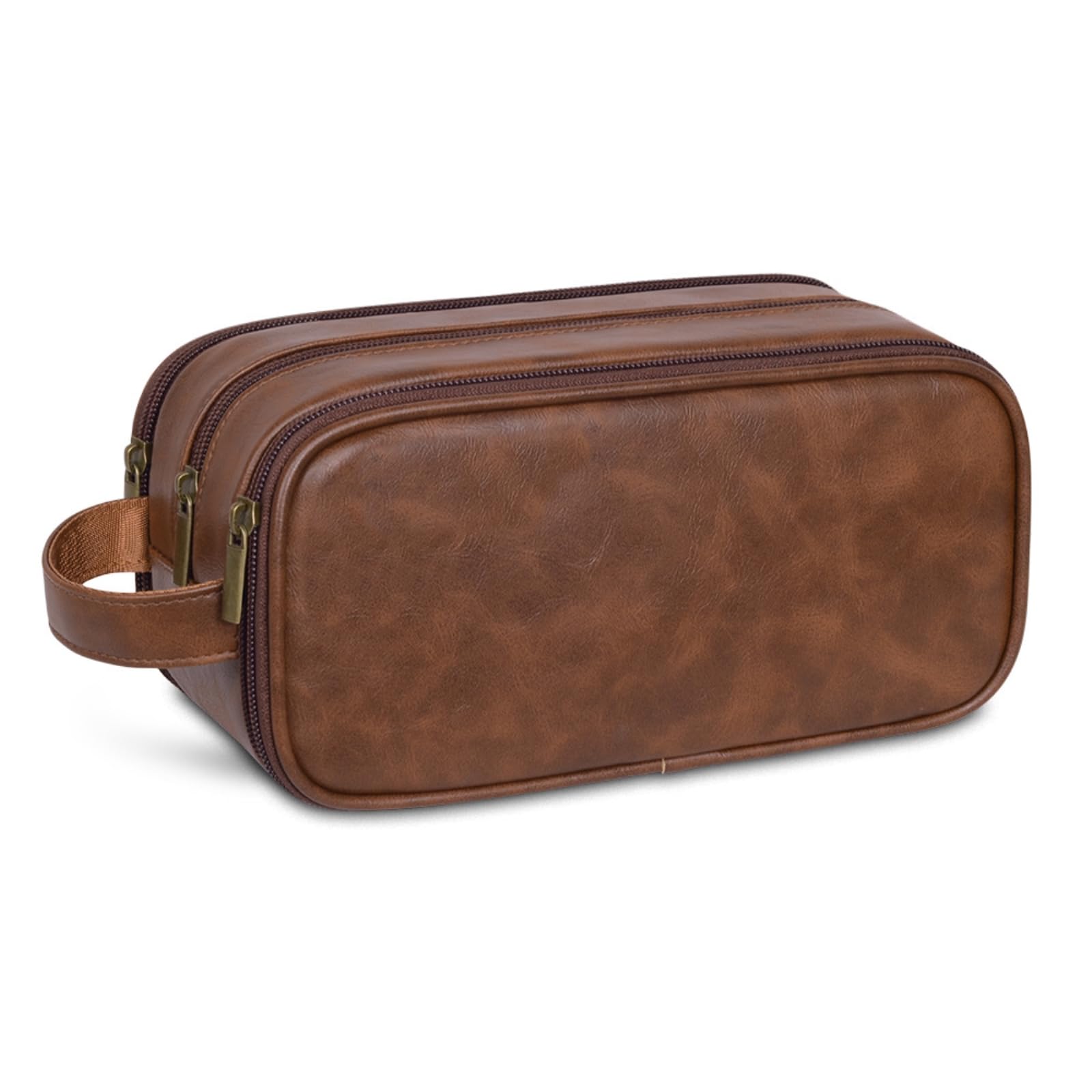 HJDMO Vintage PU Leather kosmetyczka wodoodporna duża pojemność podróżna kosmetyczka z bransoletką dla kobiet, Brązowy, 25cm×13cm×11.5cm, Klasyczny