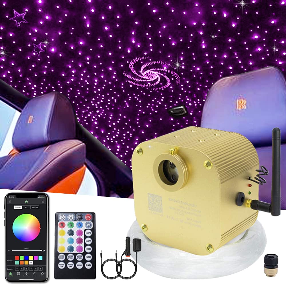 16W RGBW Bluetooth/App Control+Music+Twinkle Fiber Optic Light Star Ceiling Lighting Kits, LED Starlight Headliner for Car Home Decoration, Optical Fiber Cable 550pcs 13.1ft/4m 0.03in