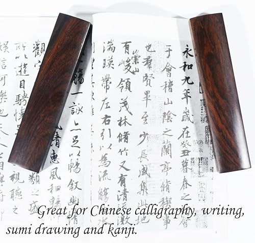 Miniatura 4 de ILEWEI Par de caligrafía pisapapeles de madera pintura china escritura práctica de dibujo negro catalpa pisapapeles colección Soild regalo