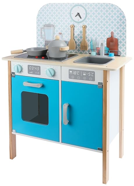 Foto 2 de 6 de Leomark Cocina de Juguete de Madera Menfi para Niños Estilo Menfi Azul