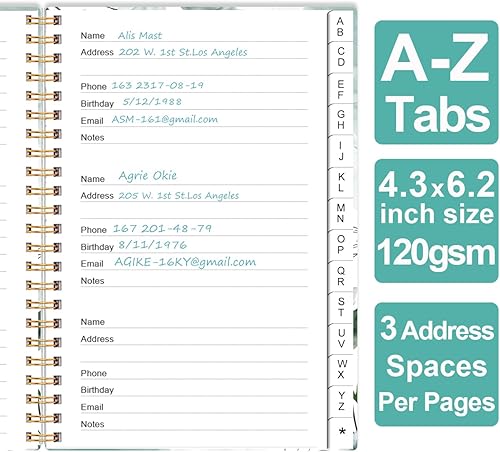 Miniatura 3 de Libreta de direcciones con pestañas alfabéticas, teléfono y libreta de direcciones con contactos de direcciones, fecha especial, teléfono,