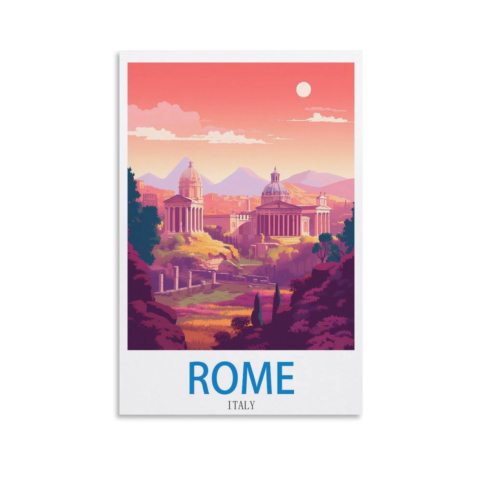 HeyBox Rome Italy Vintage Travel Posters 08x12inch(20x30cm) Canvas Prints Wall Art Paintings for Home Office Living Room Decor