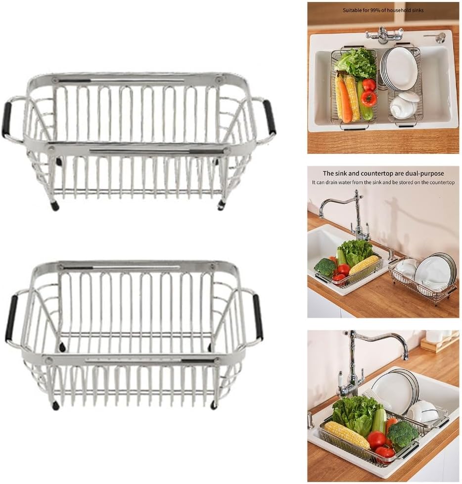 Sturdy Stainless Steel Foldable Sink Basket With Quick Drains Meshes Designs