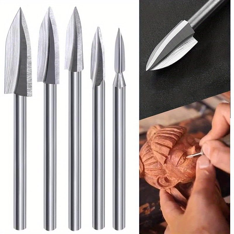 Juego de brocas para tallado de madera para herramienta giratoria Dremel con vástago de 1/8 pulgadas para tallar tú mismo y perforar microesculturas