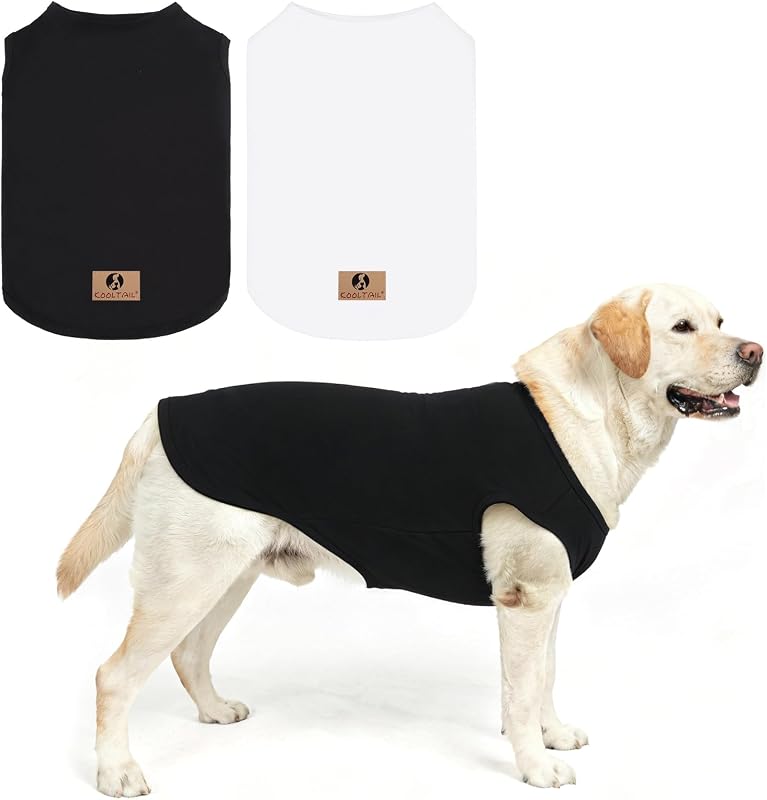 Camisas para Cães Grandes KOOLTAIL sem Mangas em Algodão Preto e Branco BJSJ155_BH2XL, Pacote com 2