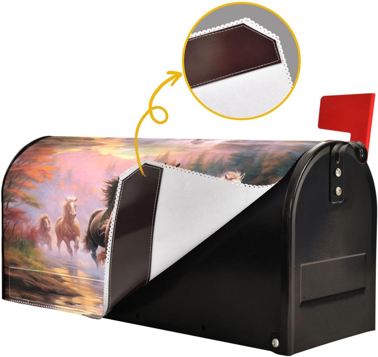 Horses Running Spring Mailbox Cover Magnetic Post Letter Box Wraps for Garden Yard Standard Size 18"x20.7"