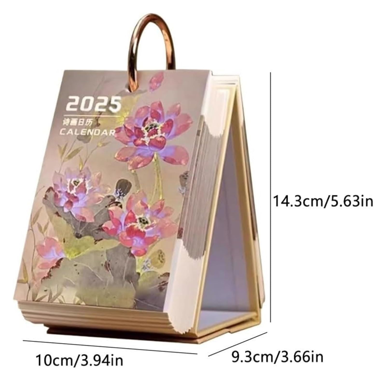 Tischkalender, Tischkalender 2025 im chinesischen Stil, 2025 Jahr der Schlange, Poesie- und Malkalender, Desktop-Ornament, kreativer Desktop-Kalender