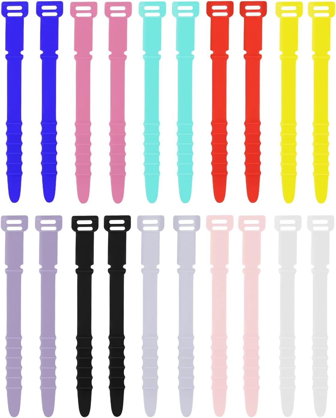 KINBOM 20pcs Silicone Cable Organizer, 4.5inch Elastic Silicone Cord