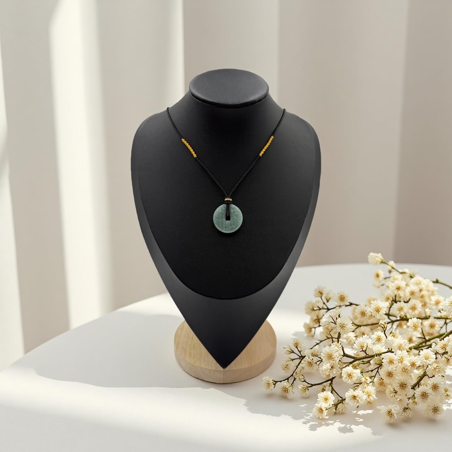 Jade Pendant Necklace, Healing Stone Necklace, Handcrafted Natural Healing Pendant for Men and Women - Infused with Chakra Energy to Attract Wealth, Luck and Health (Lucky Coin)