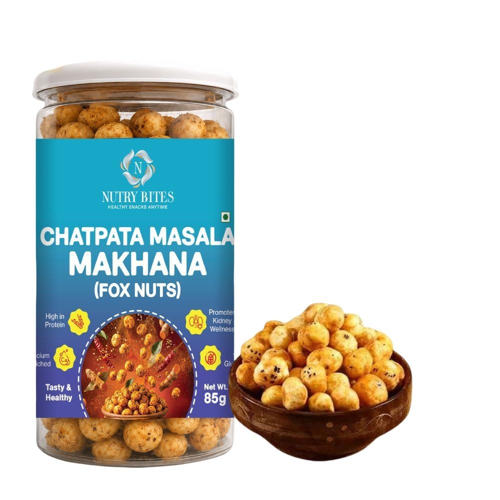 Nutry Bites Flavour Makhana (Fox Nuts) 85g Roasted & Flavored Lotus Seeds Snack High Protein Calcium Rich Gluten-Free Low Fat Crunchy Healthy Snack for Kids & Adults Ready to Eat (1, Chapata mashala, PACK OF 1)-image-38