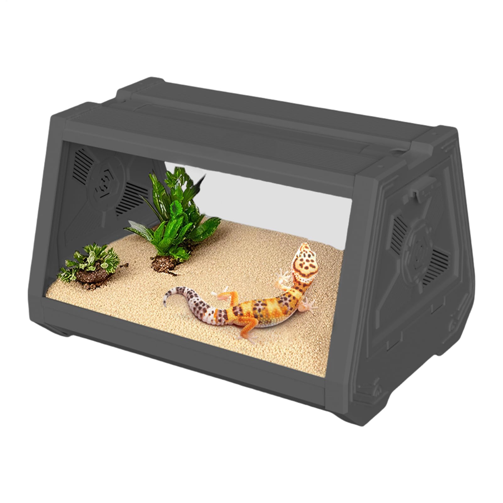Bearded Dragon Enclosure, Transparent Trapezoid Reptile Habitat, Large Viewing Terrarium with Ventilation Holes and Secure Top Cover, Ideal Tank for Scorpions, Hermit Crabs, Geckos
