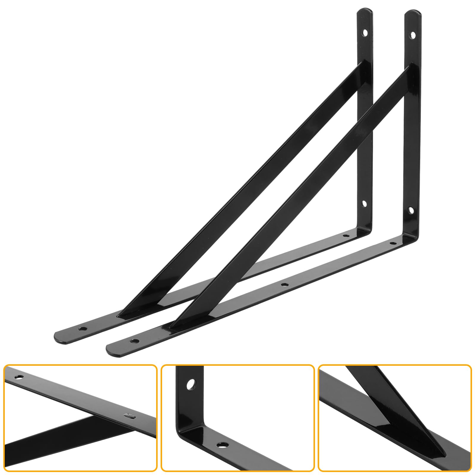 12 supporti per scaffali, 300 x 190 mm, in metallo, colore nero, per console con carichi pesanti