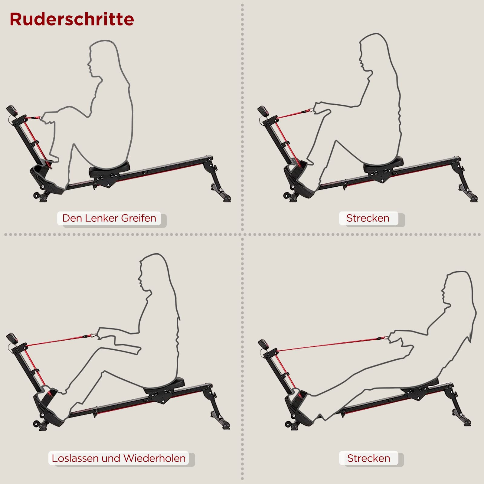 Rowing Machine Rameur Pliable pour la Maison Capacité de Charge 120 kg