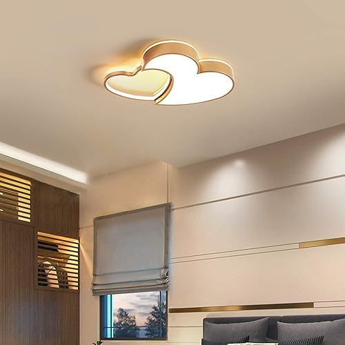 Miniatura 5 de ZHYH LED Heart-Shaped Ceiling Lamp Dimmable Gold Lamp Used in Childrens Room Kindergarten Childrens Girl Bedroom