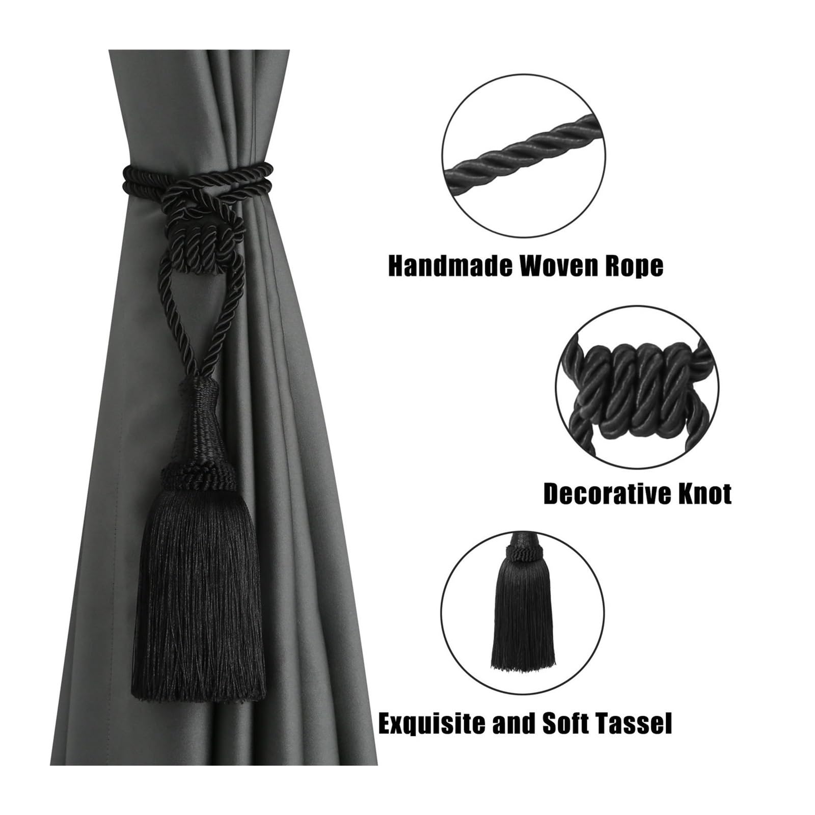 1/2 stücke Quaste Vorhang Raffhalter Zimmer Zubehör Halter Vorhänge Seil Holdback Wohnkultur(Dark Beige,2PCS)