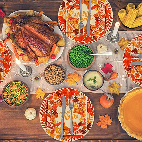 Diyasy 96 Pack Thanksgiving Paper Plates And Napkins, Fall Disposable Plates Dinnerware Heavy Duty Dessert Dinner Plate For 24 Guests Party Supplies #TOP4