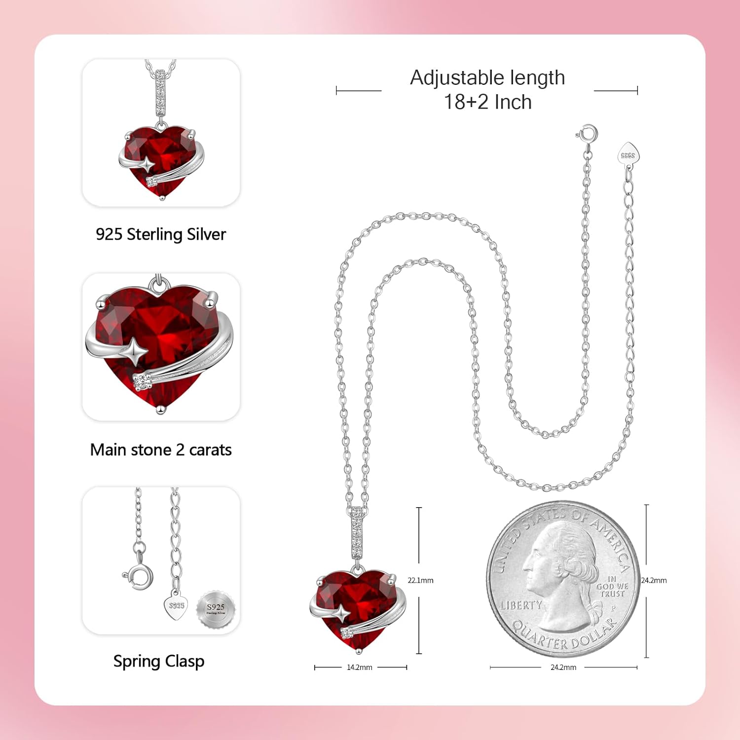 Birthstone Pendant Necklace,925 Sterling Silver,Birthday Gifts for Women fashion Jewelry,Jewelry Gifts for Wife Mom Mate - Image 5