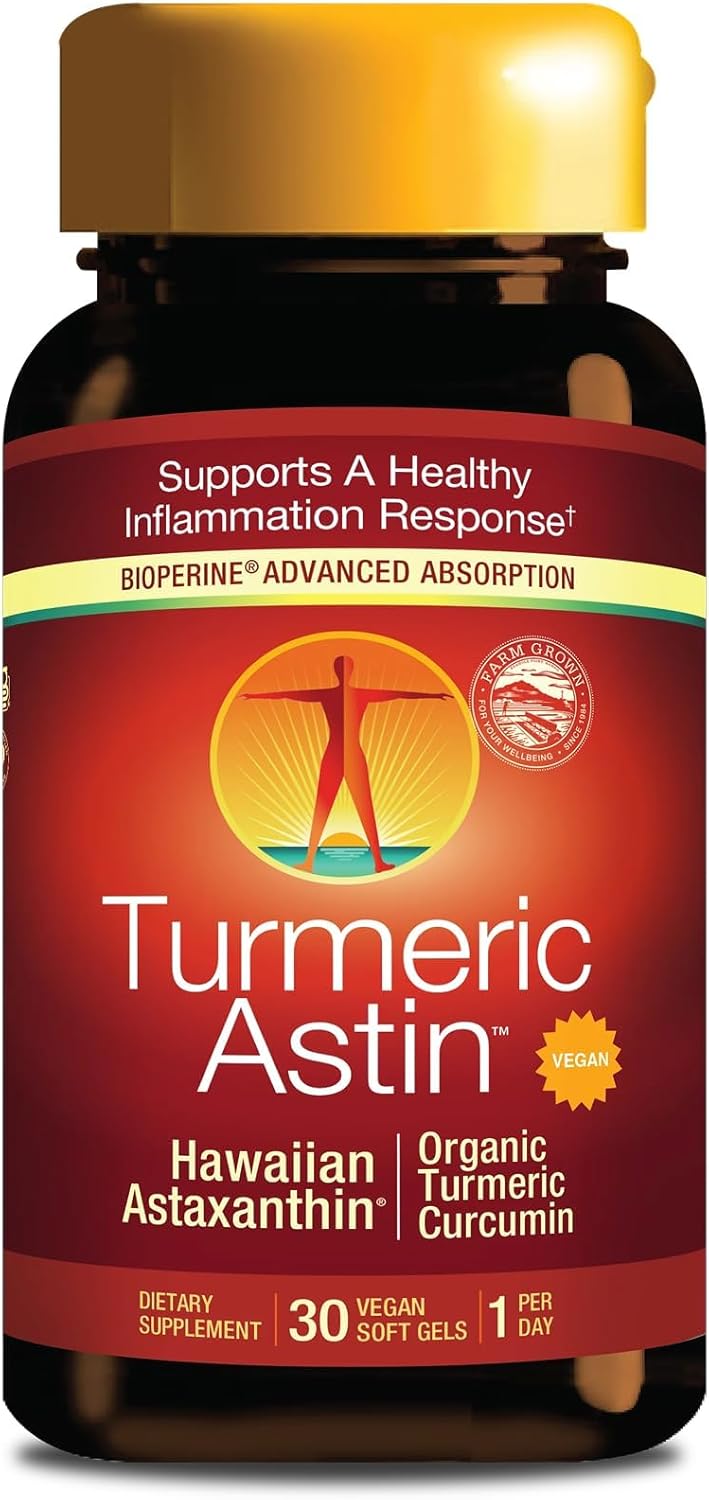 Nutrex Hawaii TurmericAstin – Turmeric & Hawaiian Astaxanthin Supplement with BioAstin & BioPerine Black Pepper, 30 Vegan Softgels