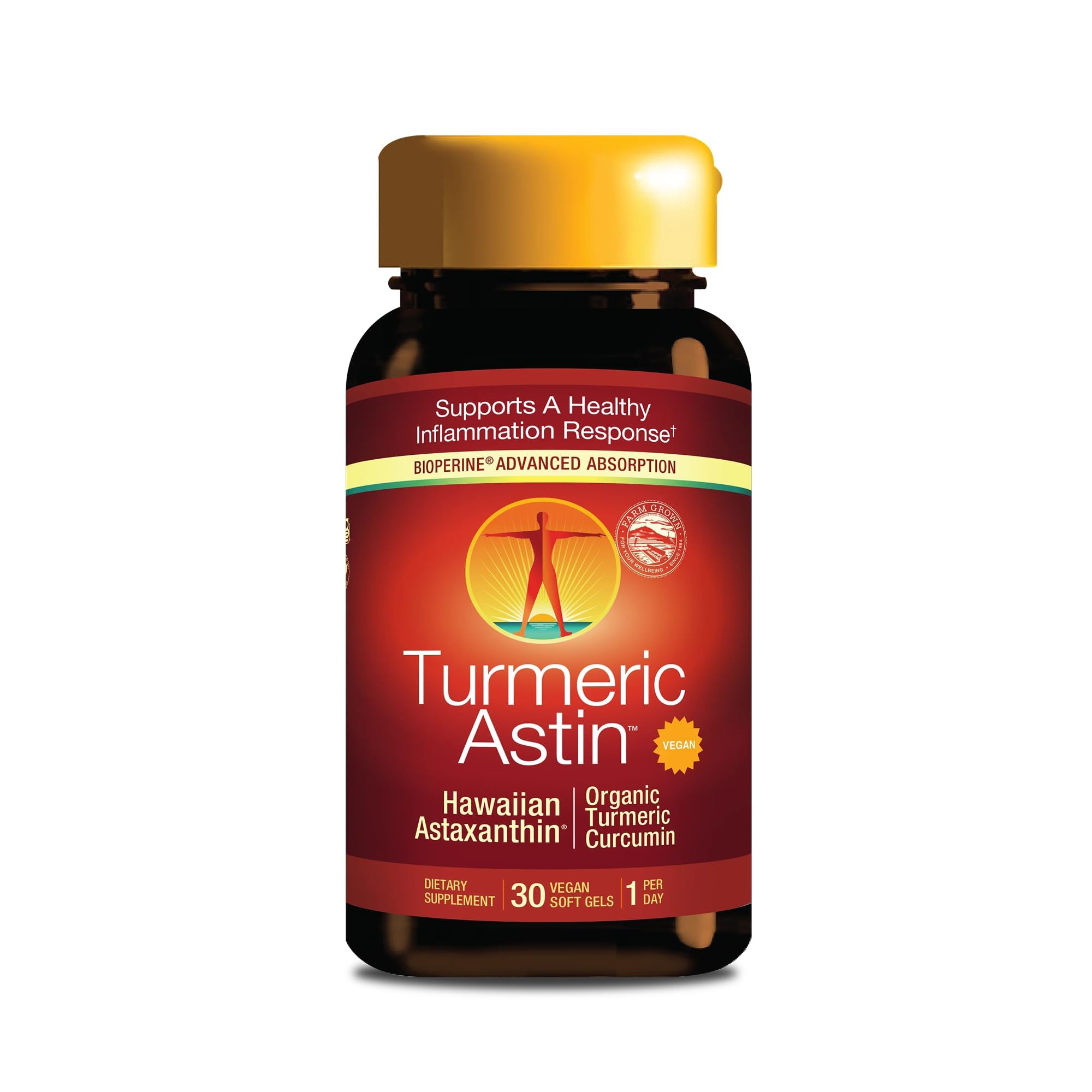 NutrexHawaii, TurmericAstin, with Turmeric, BioAstin Hawaiian Astaxanthin & BioPerine Black Pepper Extract, 30 Count