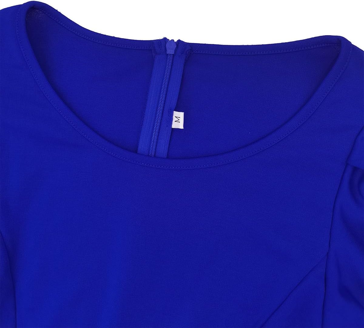 MSLG Women's Casual Summer Dresses Elegant Party Work Cocktail Bodycon Round Neck Ruffle Short Sleeve Pencil Midi Dress 672 - Image 3