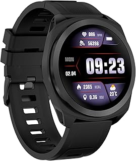 CANYON Smartwatch SW83 – Orologio fitness IPS da 1,34 pollici, GPS, STRAVA 128 modalità sport, SpO2 e frequenza cardiaca in tempo reale, 150 quadranti, contapassi, monitoraggio dello stress e del