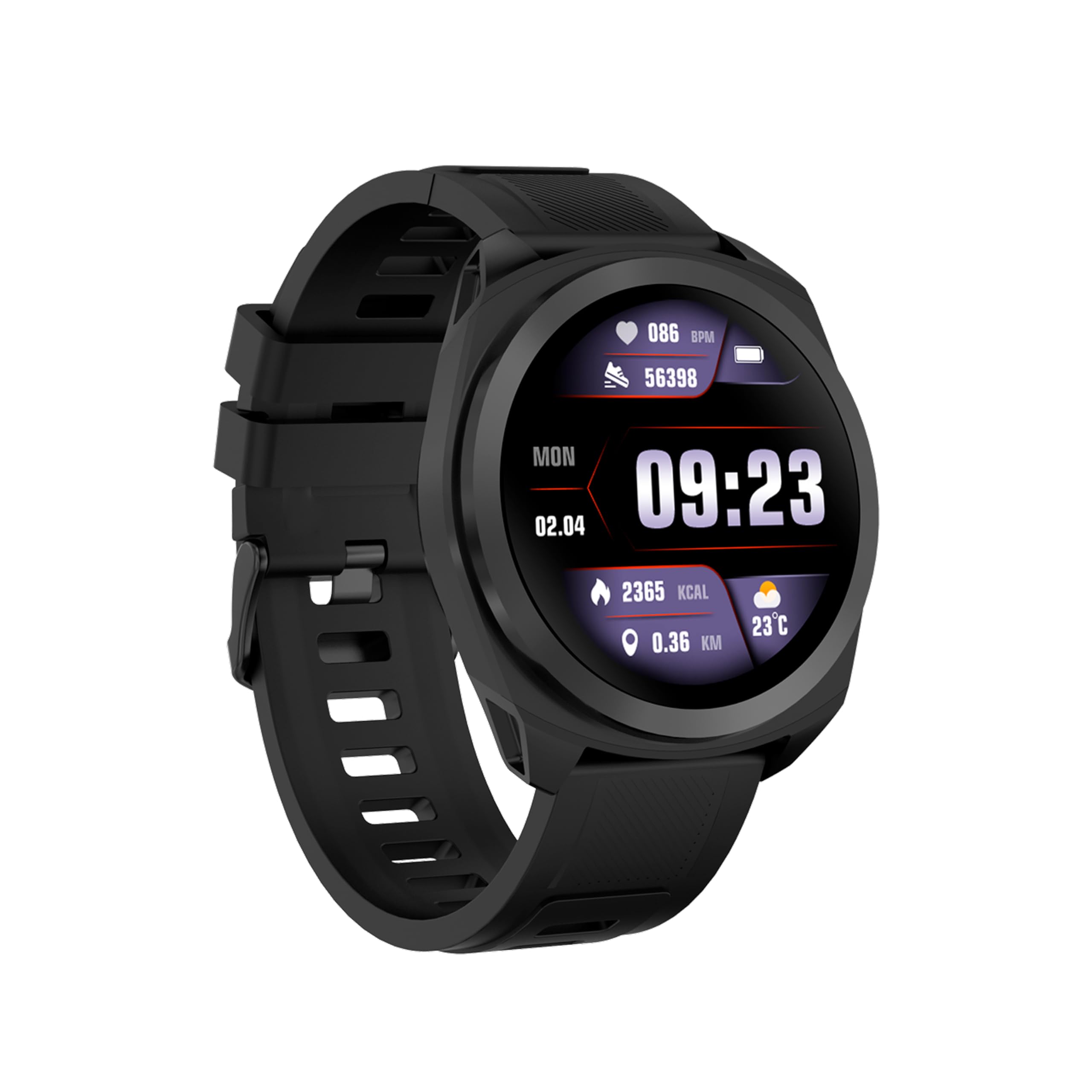 CANYON Smartwatch SW83-1.35" IPS Fitness Montre GPS STRAVA 128 Modes Sportifs, SpO2 & Fréquence Cardiaque en Temps Réel 150+ Cadrans, Podomètre, Moniteur de Stress et de Sommeil, Montre Santé Smart