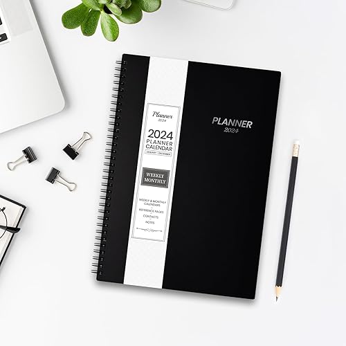 Miniatura 6 de Agenda semanal mensual 2024 en espiral, 12 meses, de enero a diciembre de 2024, planificador de oficina de 5.9 x 8.5 pulgadas, cubierta de