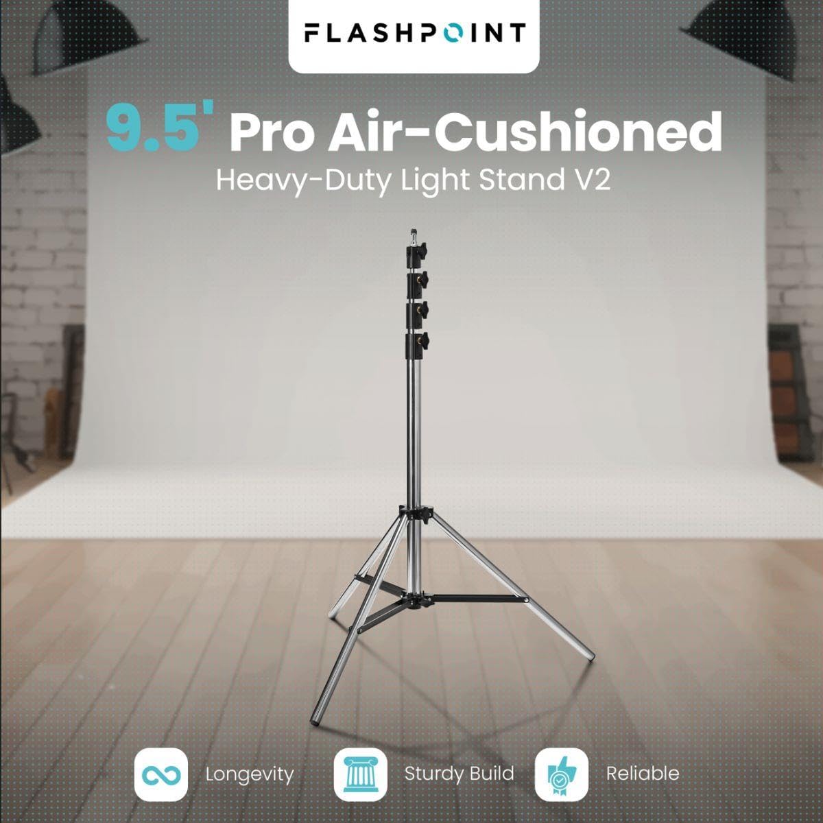 Pro Air-Cushioned Heavy-Duty Light Stand (Chrome, 9.5')