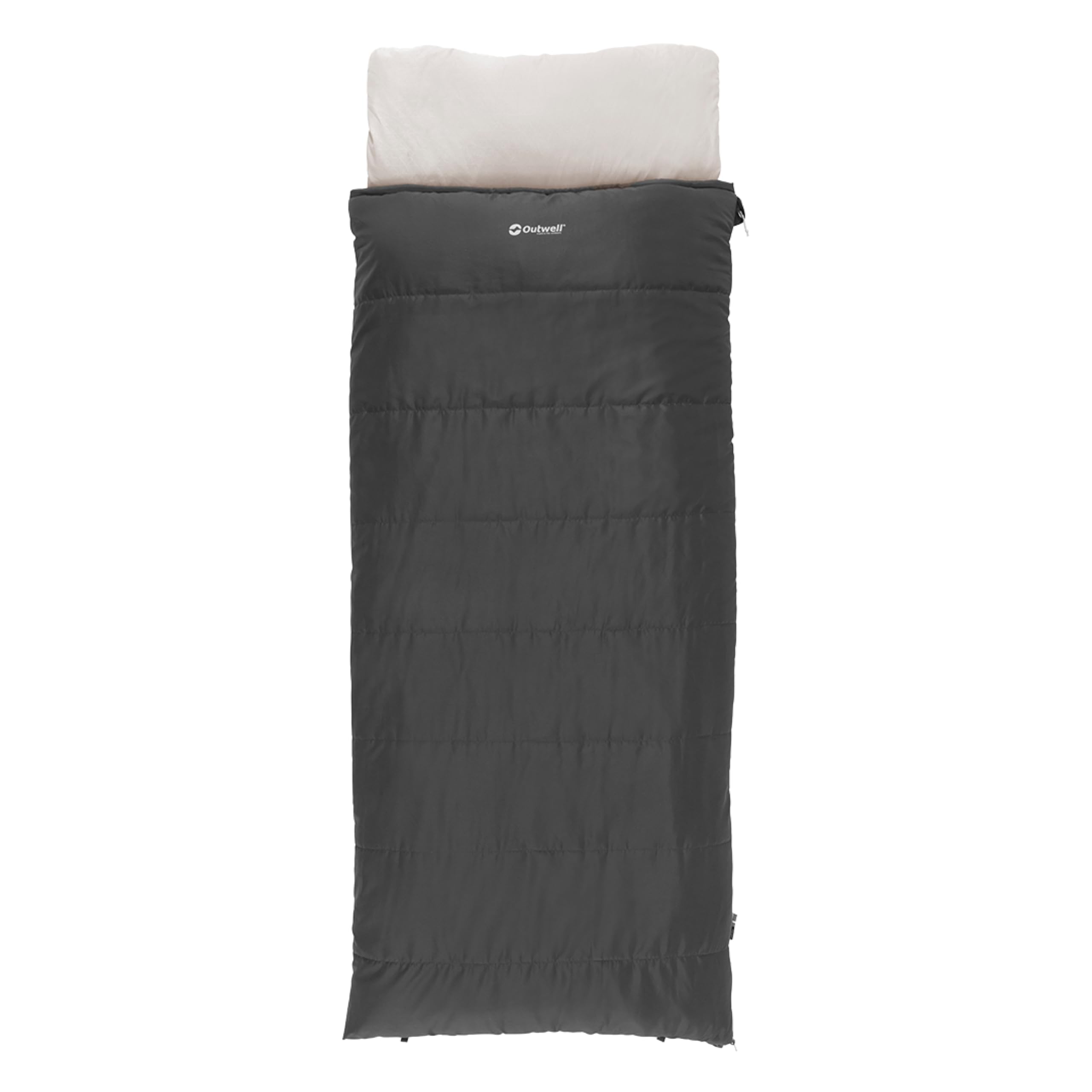 Outwell Contour Sleeping Bag – 3 Season Warm Reversible Comfortable Camping Sleeping Bag with Built-In Pillow, Zip-Off Hood & Duvet Mode - For Indoor & Outdoor Use (Contour Prime (Black))