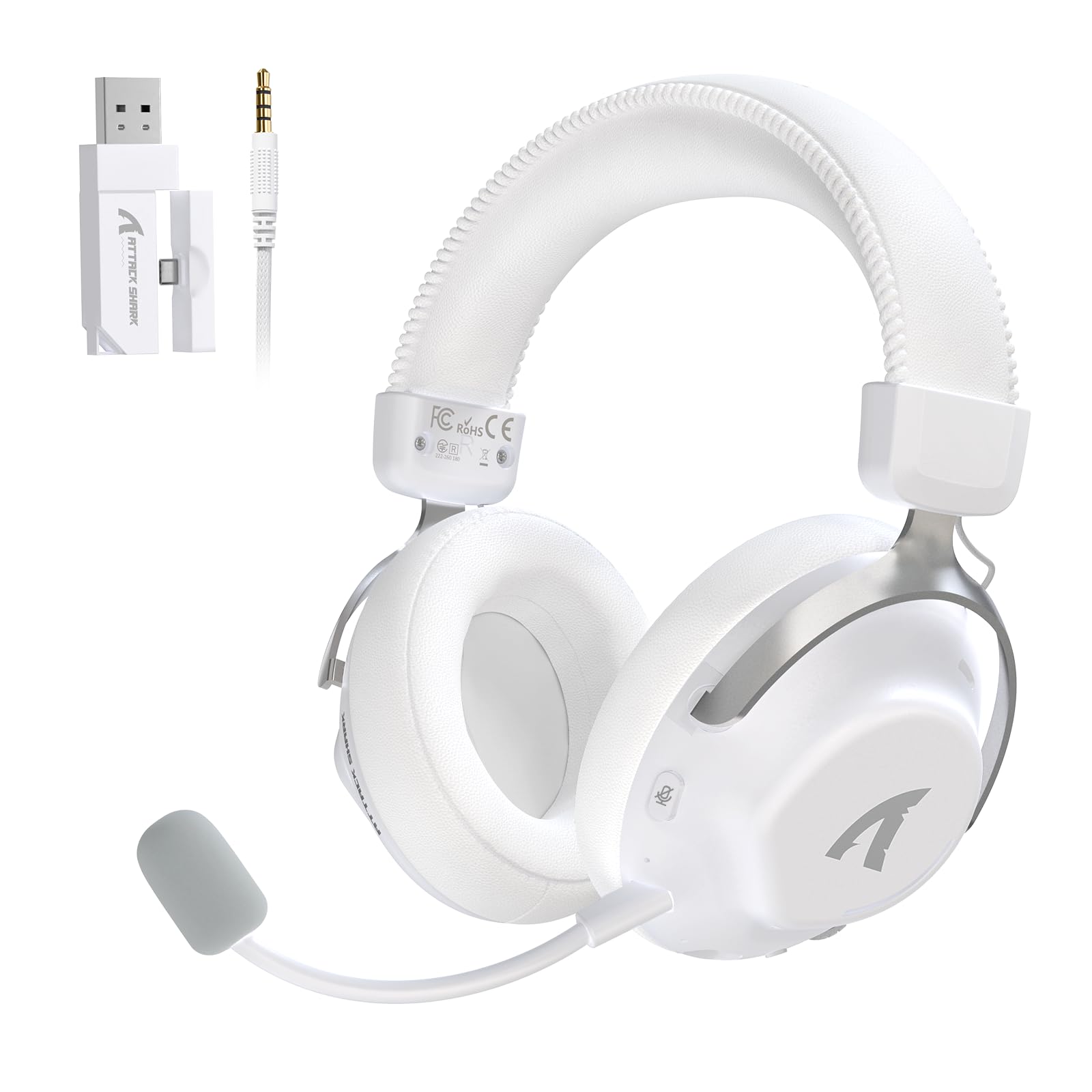 ATTACK SHARK L50PRO kabelloses Gaming-Headset, 7.1-Surround-Sound, EQ-Modi, 53-mm-Treiber, Tri-Mode-Konnektivität, 1100-mAh-Akku, Over-Ear-Headset mit abnehmbarem Mikrofon mit Geräuschunterdrückung