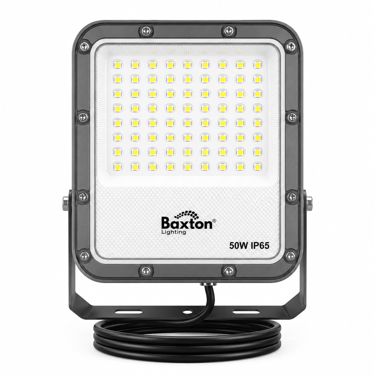 Baxton Ultimate 50W LED Floodlight Outdoor, 150lm/W High Lumen Flood Light, Mains Powered Security Light, 4000K Neutral White, IP65 Waterproof