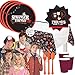Stranger Things Party Supplies Pack With Stranger Things Dinner and Dessert Plates, Cups, Napkins, Tablecover, Cutlery, 12 Photo Props, and Pin