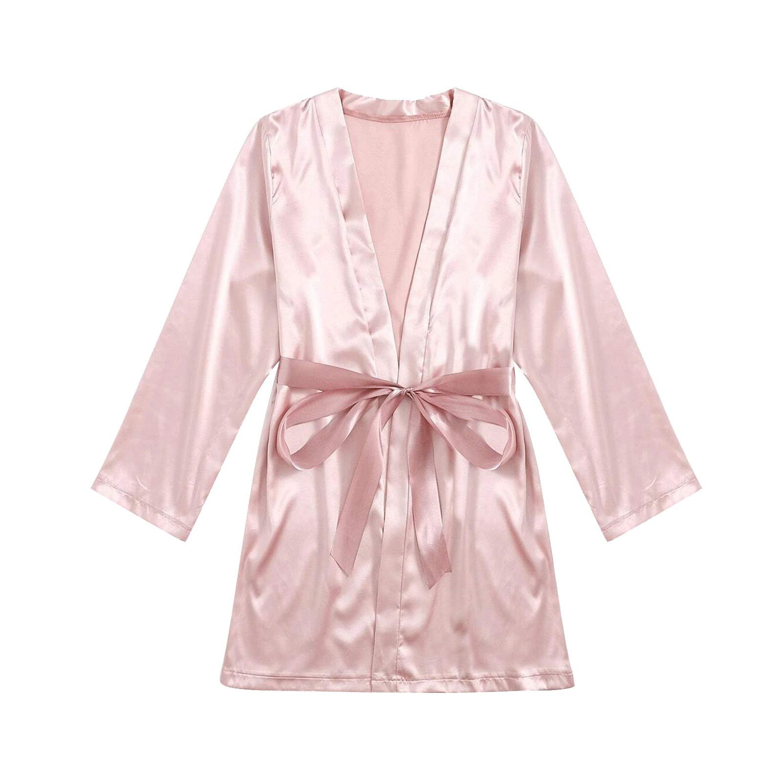FZYLQY Womens Silk Satin Bathrobe Long Sleeve Bridesmaid Bride Robe for Wedding Party Lightweight Nightgown Sleepwear Robes