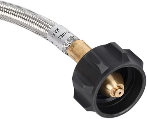 Miniatura 3 de GGC Manguera adaptadora de propano trenzada de acero inoxidable de 4 pies, convertidor de 1 lb a 20 lb para tanque QCC1tipo 1 LP a parrilla portátil