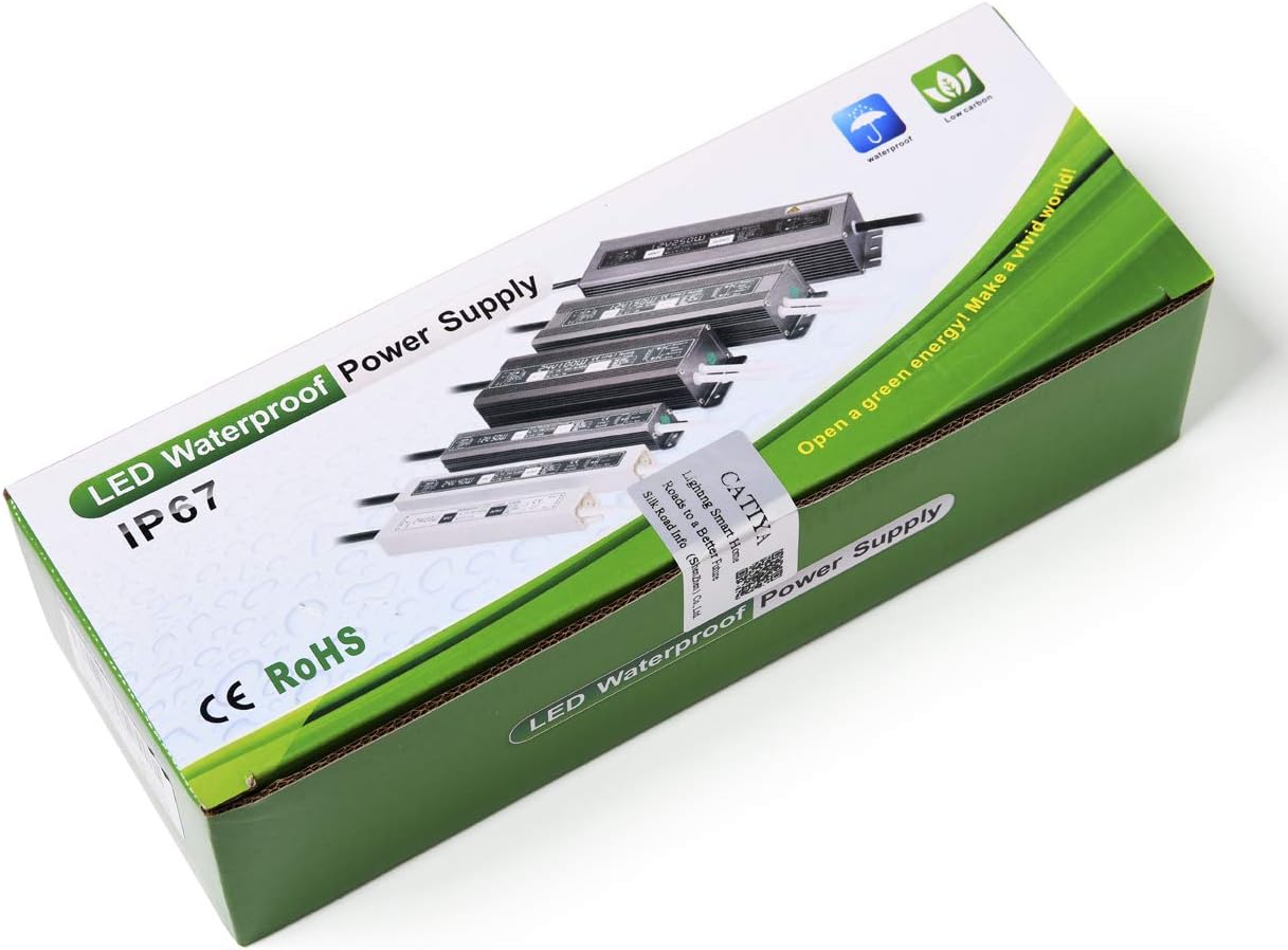 CATIYA 12V 300W LED Driver Transformer, IP67 Waterproof Constant Voltage Power Supply for Low Voltage LED Lighting